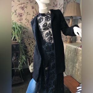 Bouqle Knotty texture fabric Warm duster coat tunic jacket cardigan Light cover